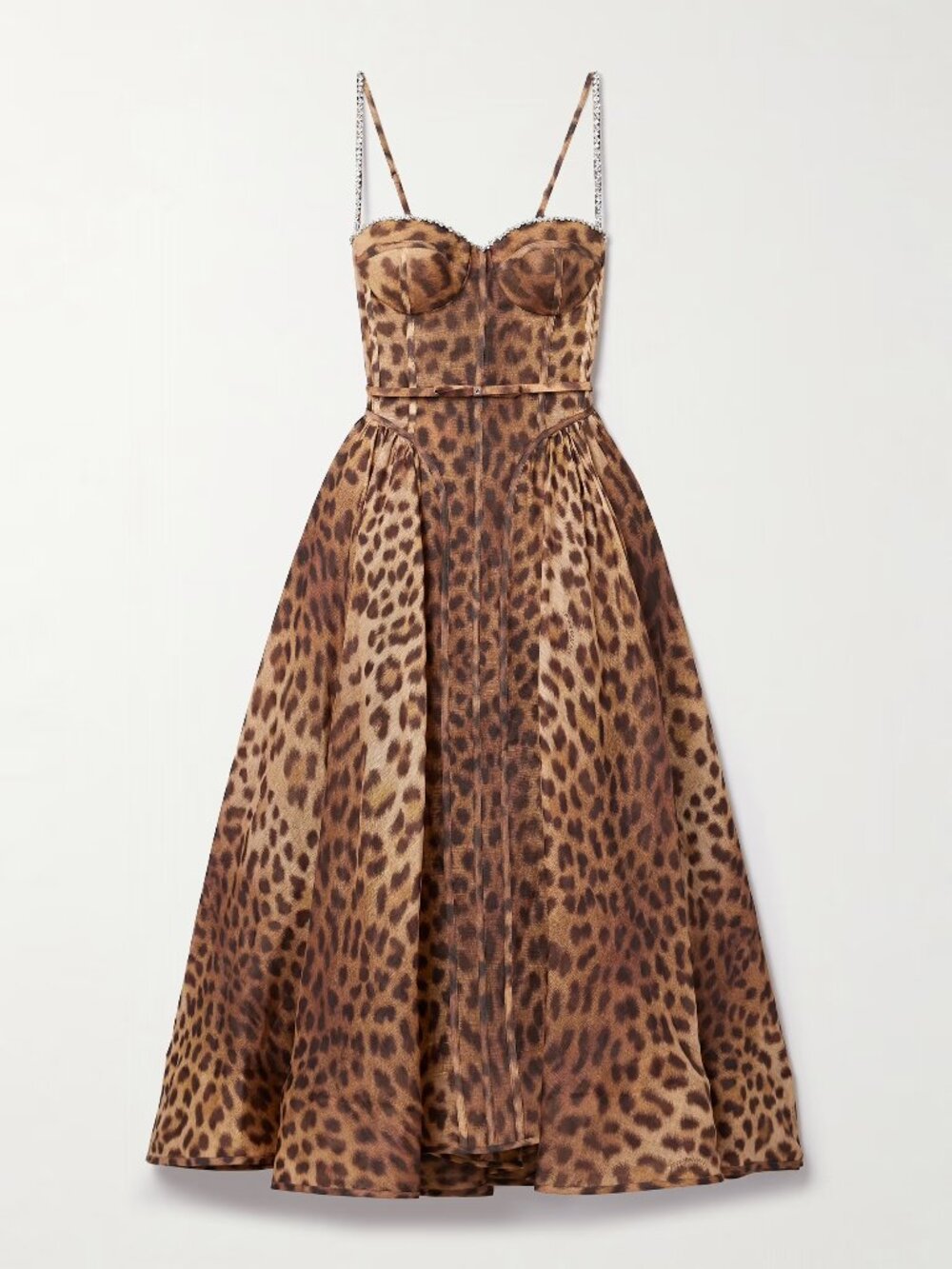 Zimmerman leopard paneled midi dress silk linen